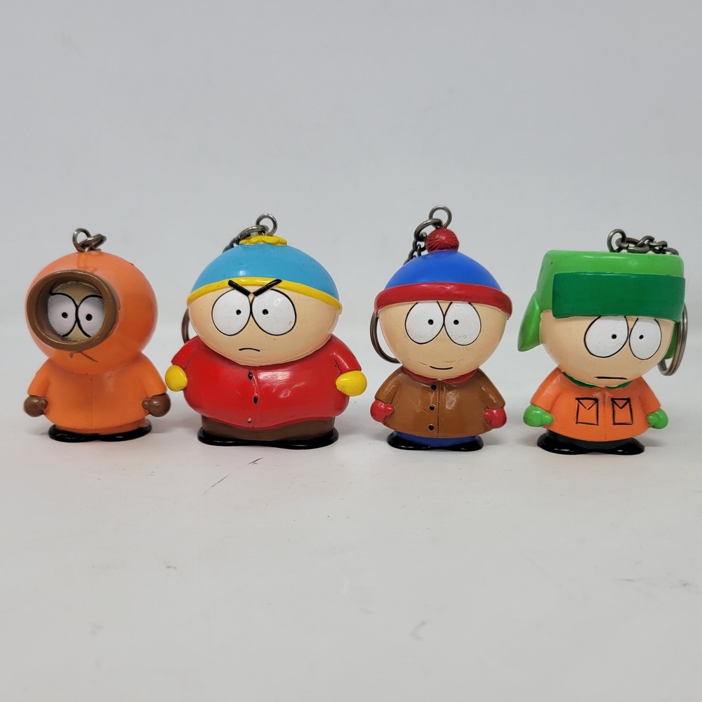 Vintage 1998 South Park Keychain Set Cartman Stan Kyle Kenny Figures 4pc Lot